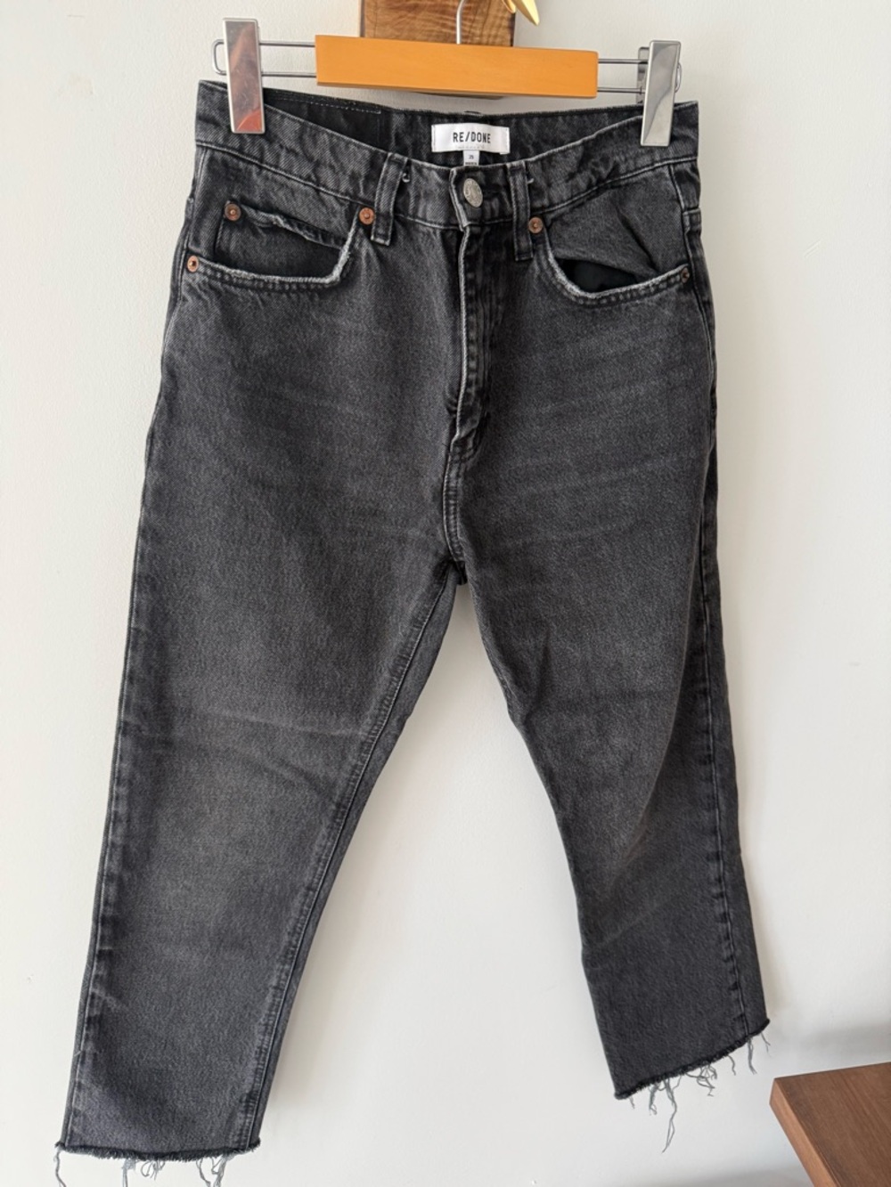 RE/DONE Women Black Distressed Jeans